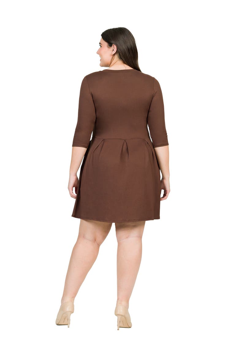 Plus Size Fit and Flare  Dress, Alternate, color, Brown