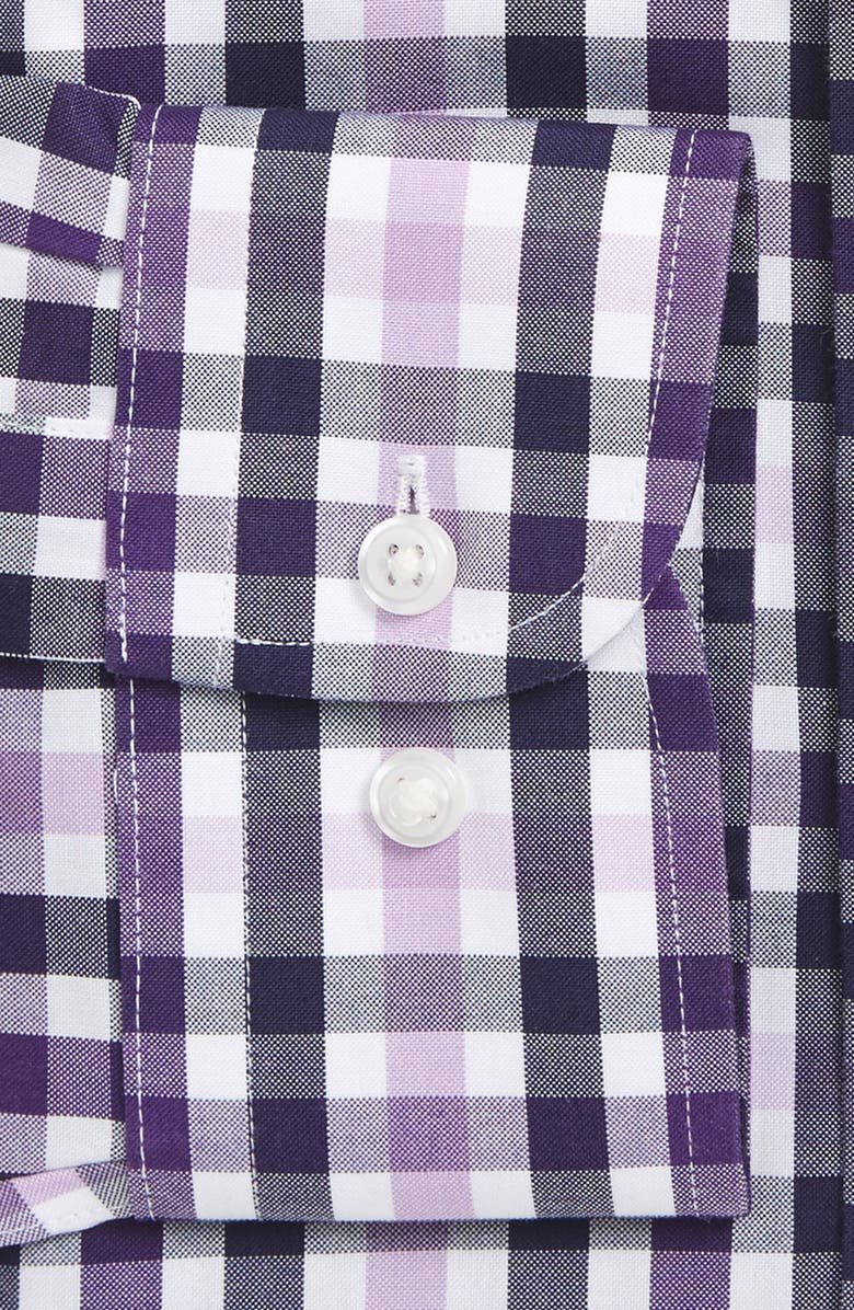 NORDSTROM MEN'S SHOP Smartcare<sup>™</sup> Trim Fit Check Dress Shirt, Alternate, color, Purple Petunia
