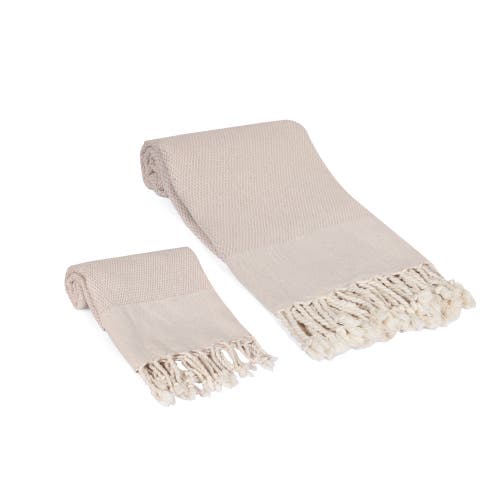 Olive And Linen Olive & Linen Whisper Weight Turkish Towel Set In Sand