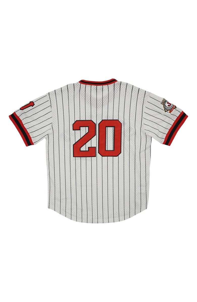 RINGS & CRWNS Men's Rings & Crwns #20 Cream Jacksonville Red Caps Mesh Replica V-Neck Jersey, Alternate, color,