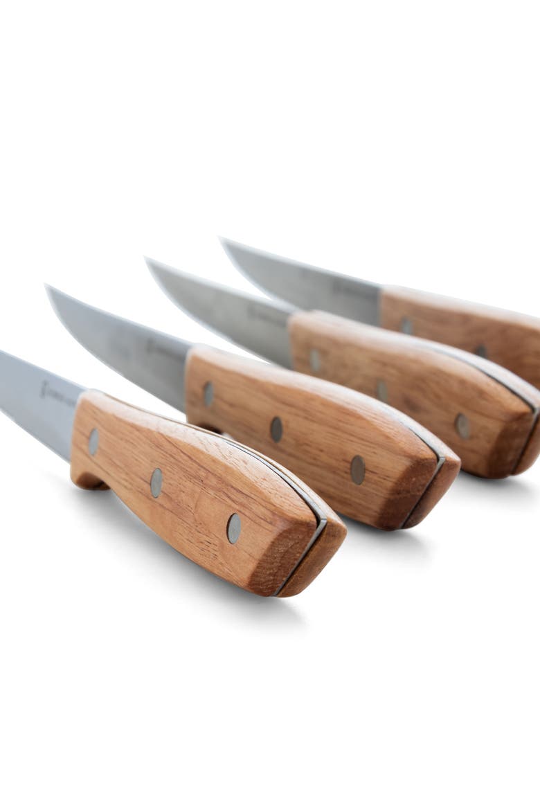 Seward 4 Piece Stainless Steel Steak Knife Cutlery Set with Wood Handles, Alternate, color, Wood