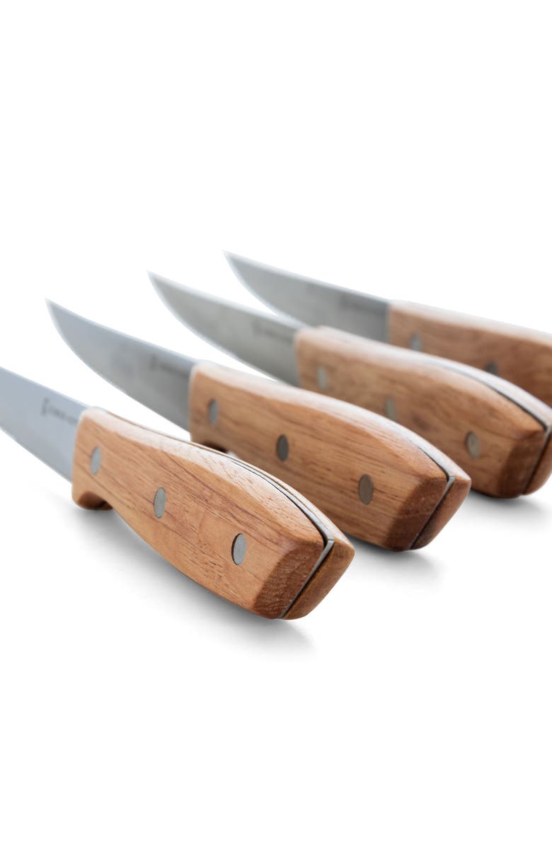 Gibson Home Seward 4 Piece Stainless Steel Steak Knife Cutlery Set with Wood Handles, Alternate, color, Wood