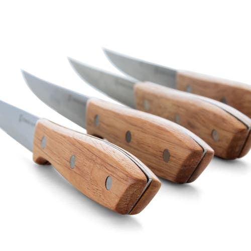Gibson Home Seward 4 Piece Stainless Steel Steak Knife Cutlery Set With Wood Handles In Brown