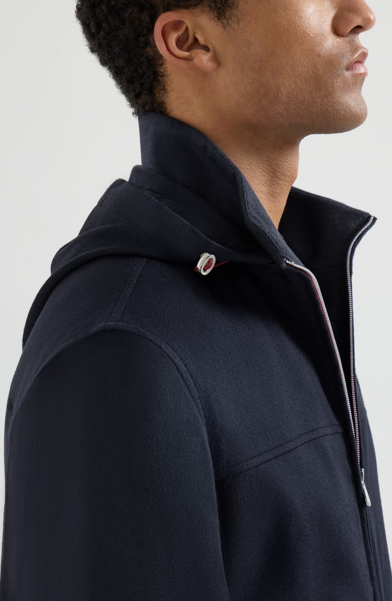 Brunello Cucinelli Lightweight cashmere flannel biker jacket, Alternate, color, Navy Blue