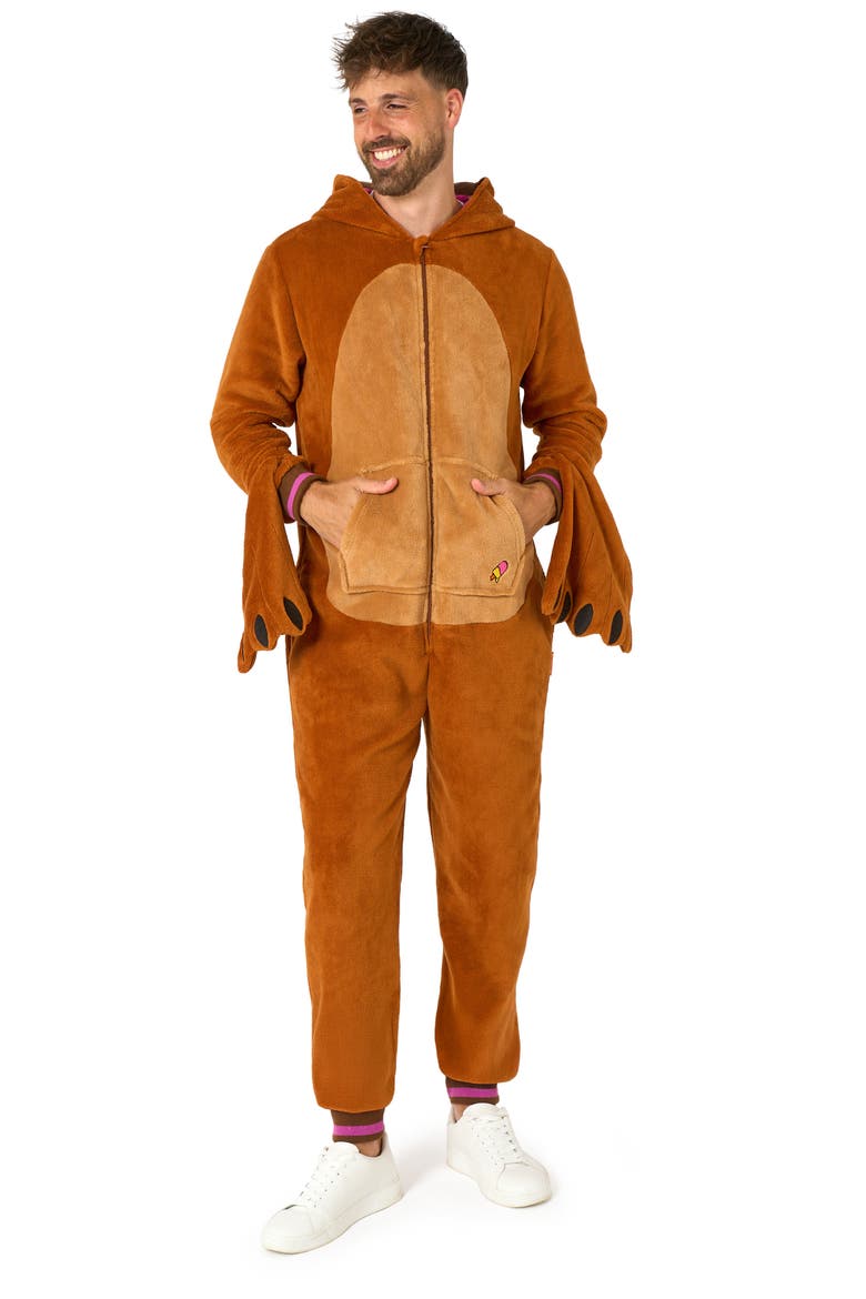 Walrus Hooded Fleece Costume Jumpsuit, Alternate, color, BEIGE