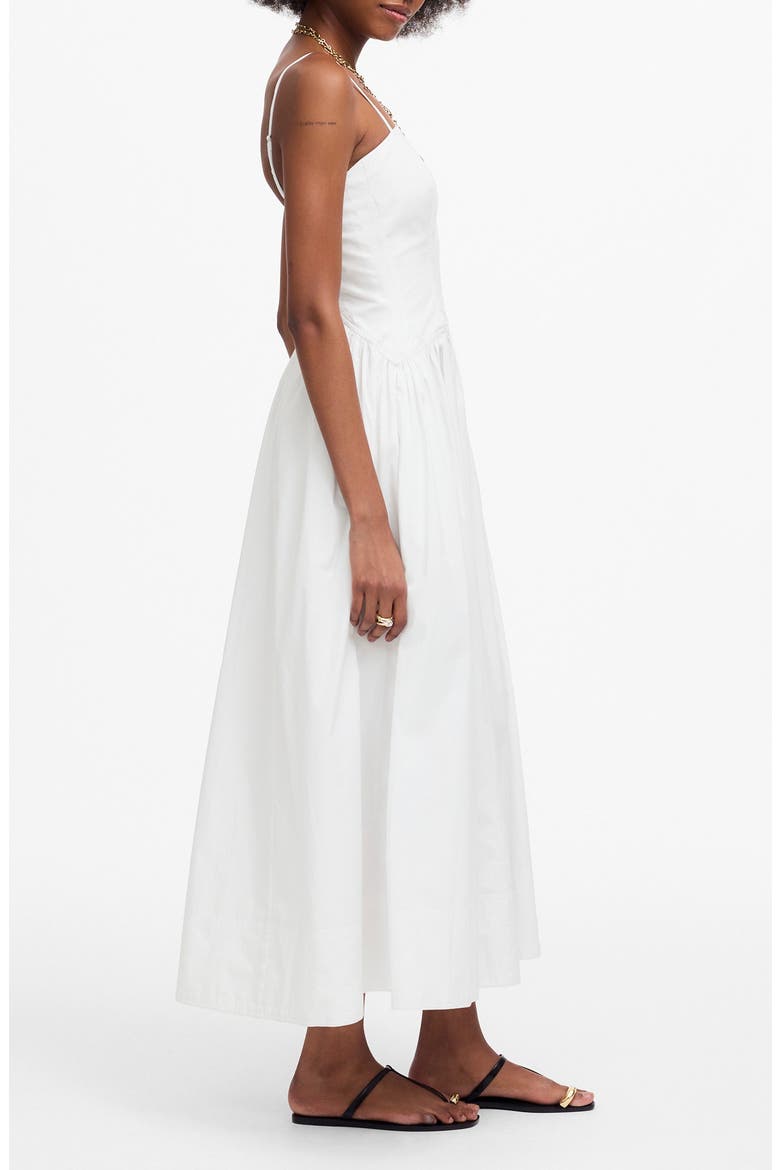 Seamed Poplin Midi Sundress, Alternate, color, WHITE