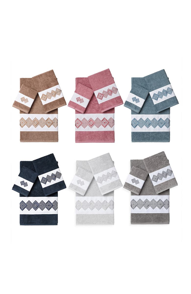 Linum Home Textiles Noah 3-Piece Embellished Towel Set - Teal, Alternate, color, Teal