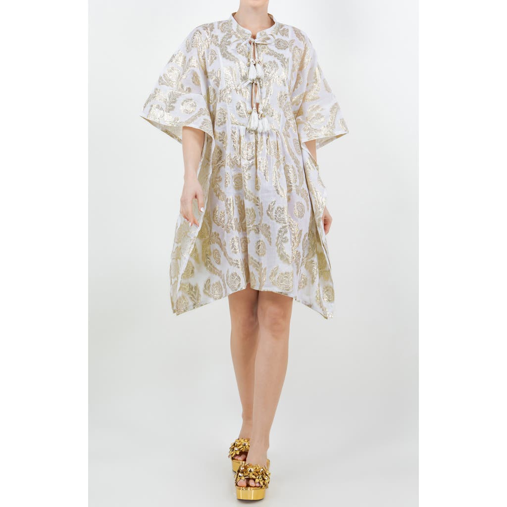Meghan La Palm Springs Metallic Jacquard Caftan Dress In Seashell Gold