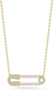 GLAZE JEWELRY Cubic Zirconia Safety Pin Pendant Necklace