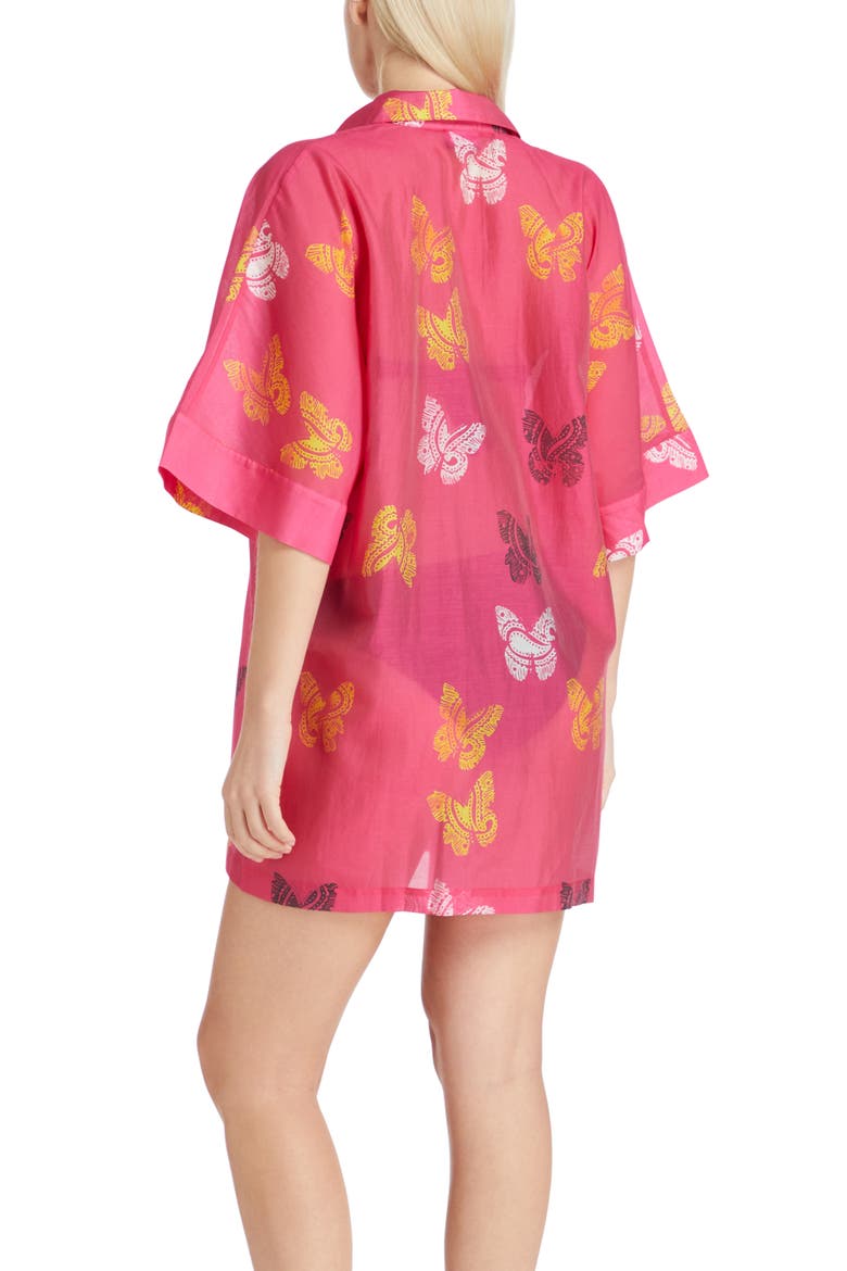 Sydney Printed Cover-up Shirtdress, Alternate, color, Fuscia