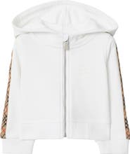 Burberry Check Trim Cotton Zip Hoodie