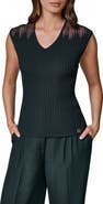Donna Karan New York V-Neck Sleeveless Ribbed Sweater