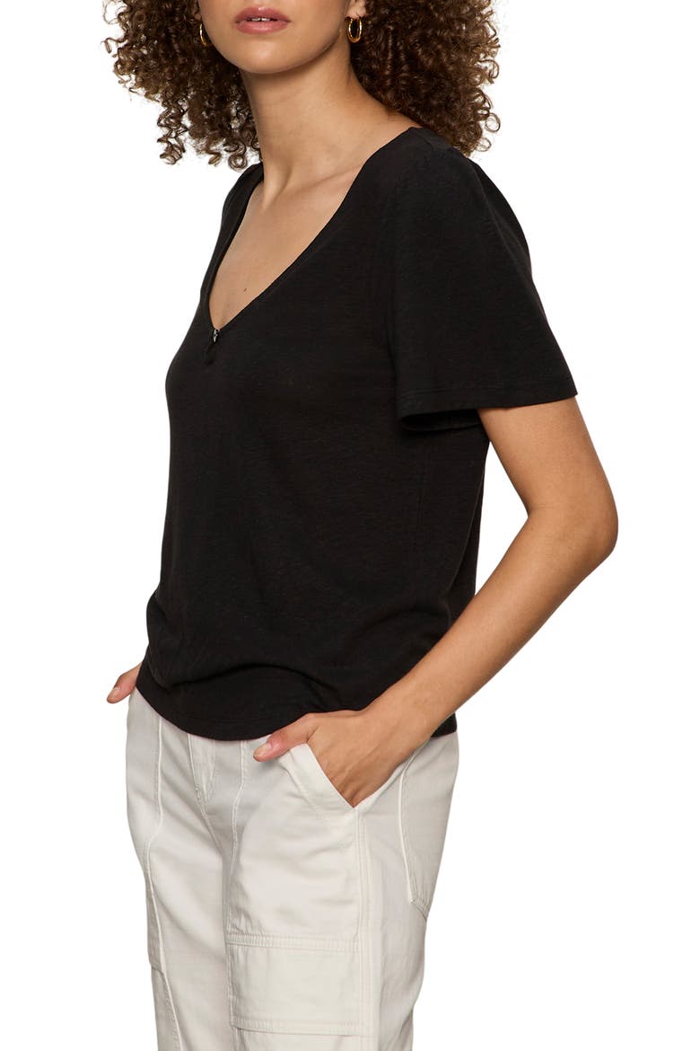 Keyhole Flutter Sleeve Top, Alternate, color, BLACK