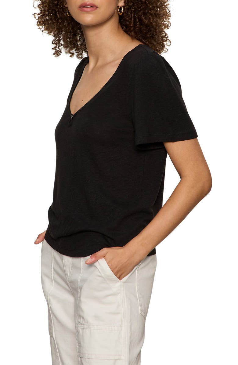 Sanctuary Keyhole Flutter Sleeve Top, Alternate, color, Black