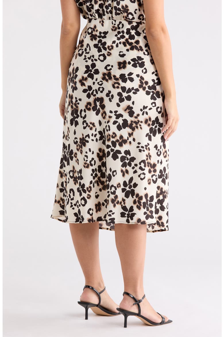 Floral Satin Midi Skirt, Alternate, color, BEIGE