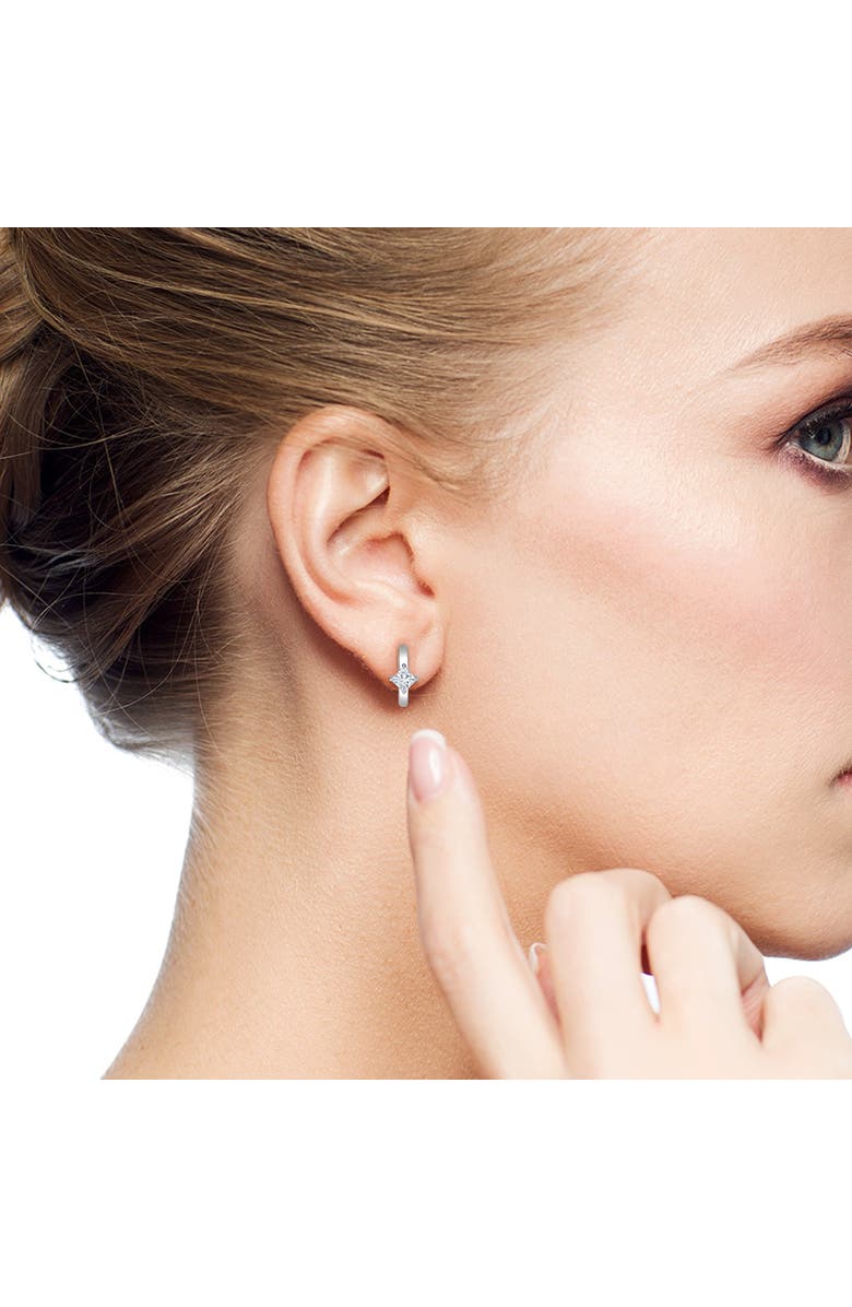 LuvMyJewelry Princess Charm 14K Gold Lab Grown Diamond Huggies - 0.75 ct, Alternate, color, 14K White Gold