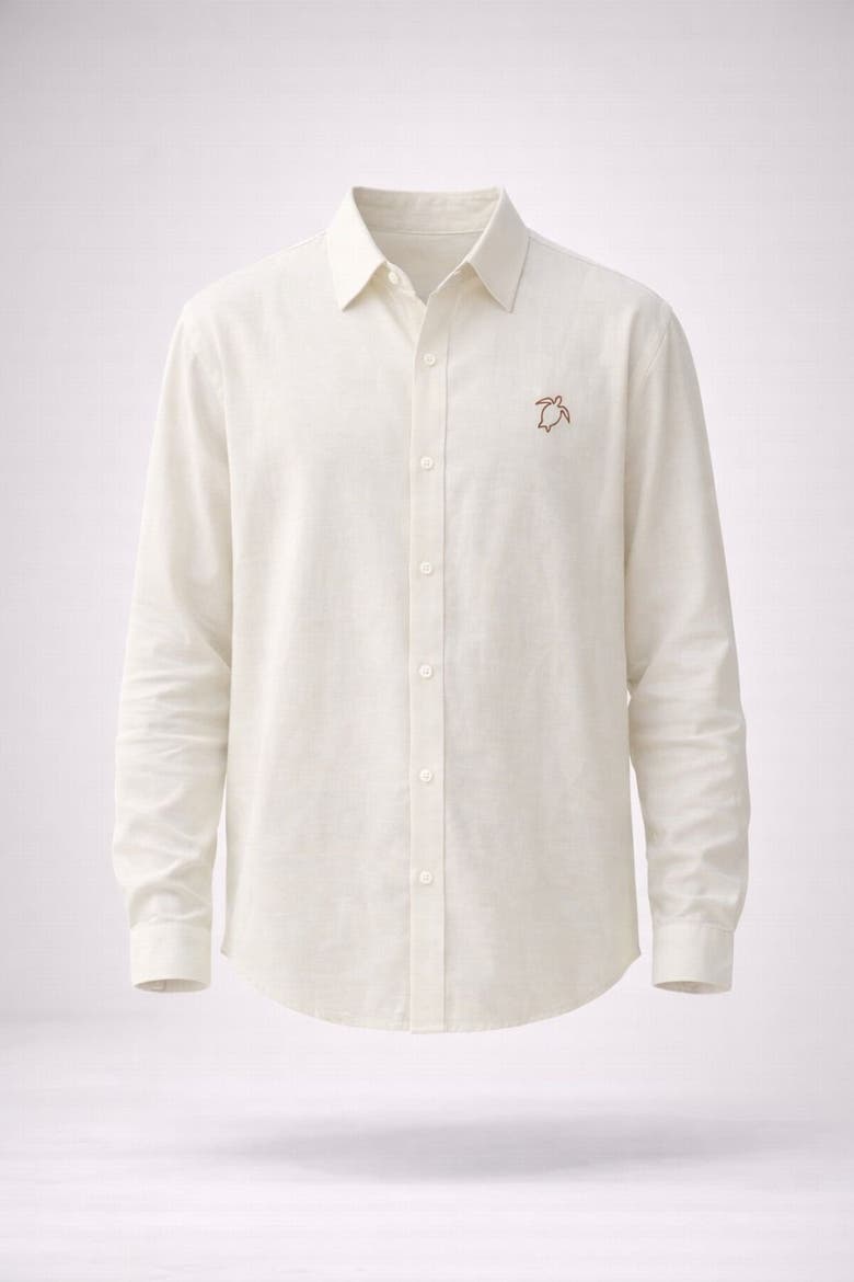 Careya Linen-blend Embroidered Button-down Shirt, Main, color, Ivory (off-white)