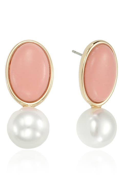 Imitation Pearl & Reconstituted Stone Drop Earrings
