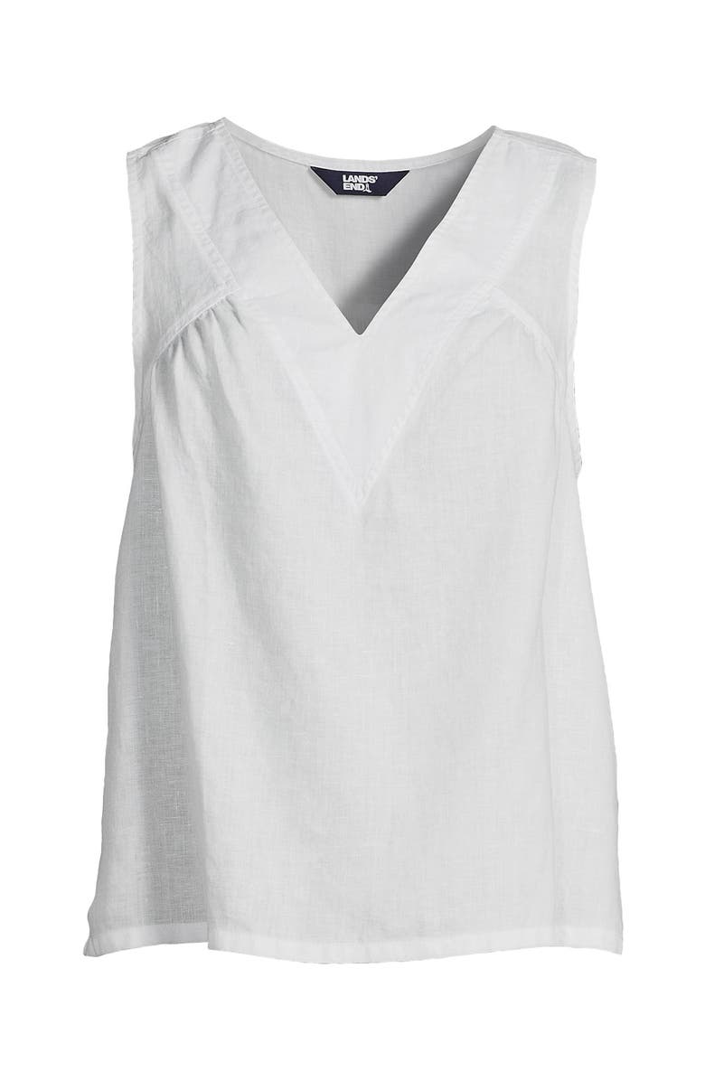 Lands' End Linen V Neck Top, Alternate, color, White
