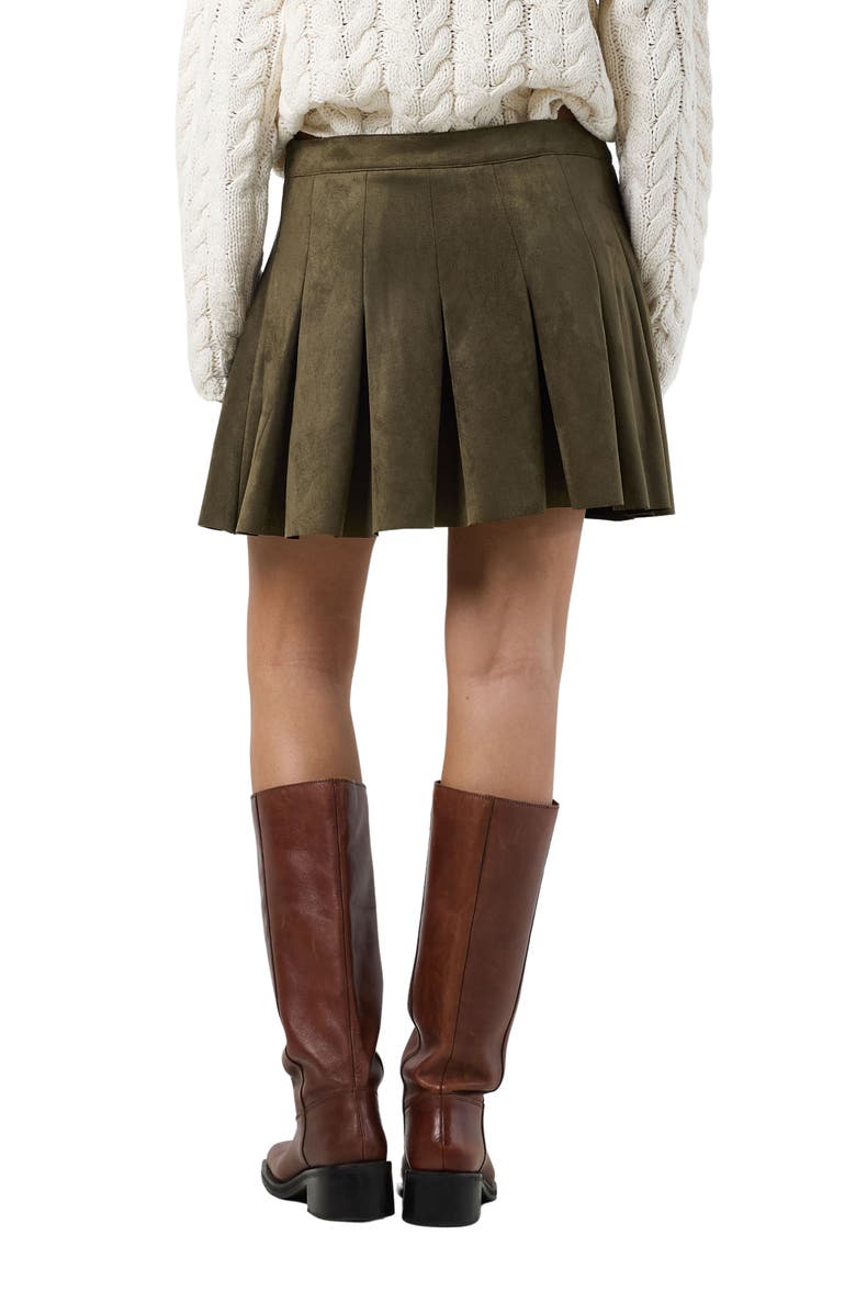 Noisy may Ekko Kenja Pleated Faux Suede Miniskirt, Alternate, color,