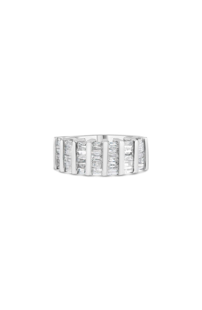Haus of Brilliance Silver 1.0 Ctw Baguette Cut Diamond Vertical Channel Fluted Multi-Row Ring, Alternate, color, Silver