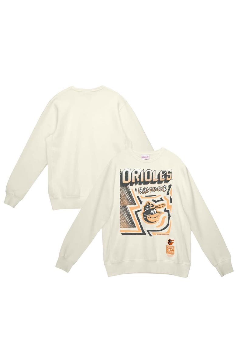 Mitchell & Ness Men's Mitchell & Ness Cream Baltimore Orioles Sidewalk Sketch Pullover Hoodie, Main, color, Cream