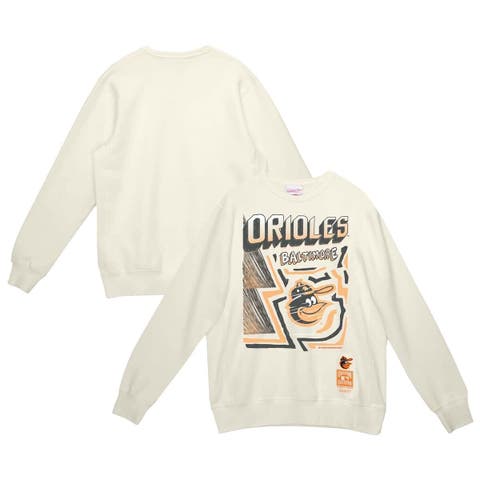 Men's Mitchell & Ness Cream Baltimore Orioles Sidewalk Sketch Pullover Hoodie
