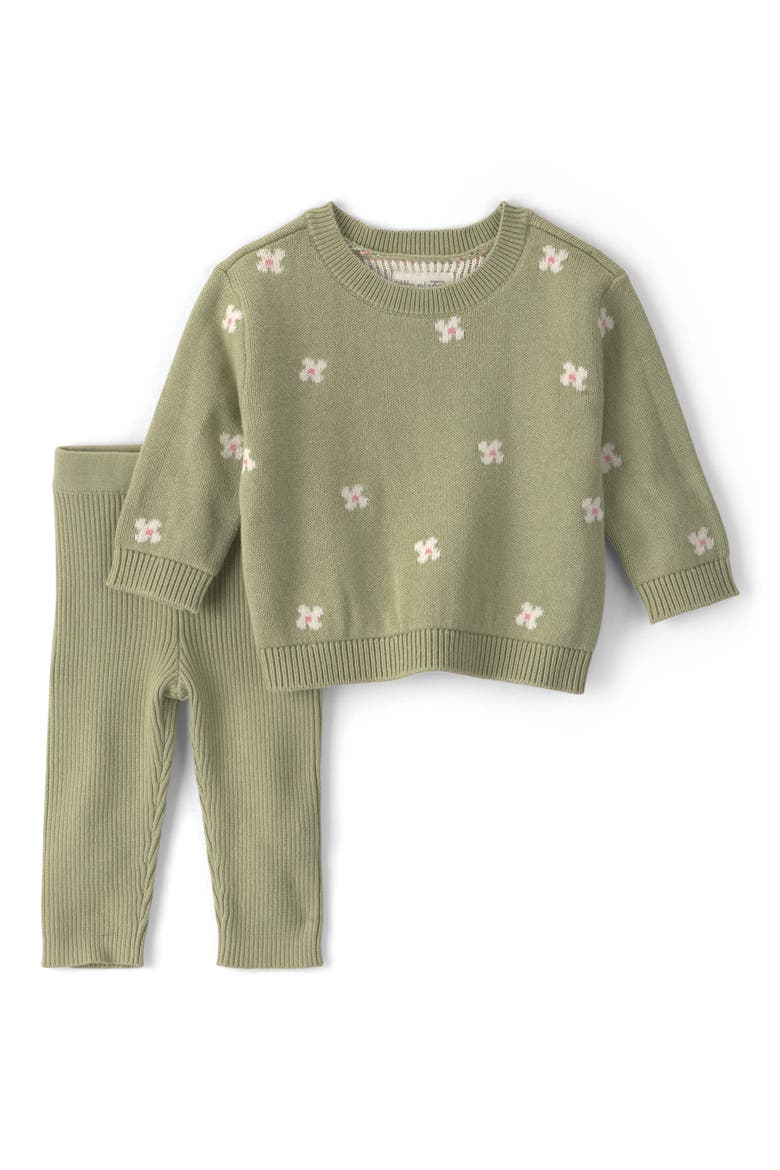 Kids' Floral Sweater & Pants Set, Main, color, GREEN FLORAL