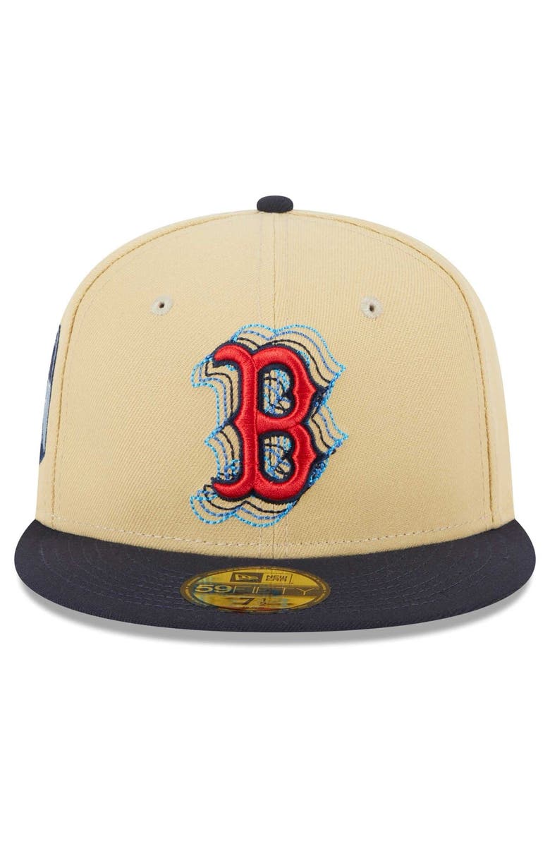 New Era Men's New Era Cream/Navy Boston Red Sox Illusion 59FIFTY Fitted Hat, Alternate, color,
