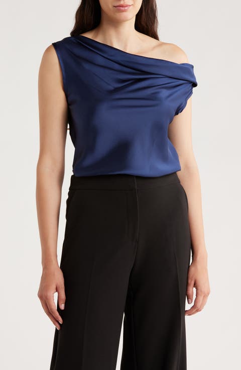 One-Shoulder Satin Tank