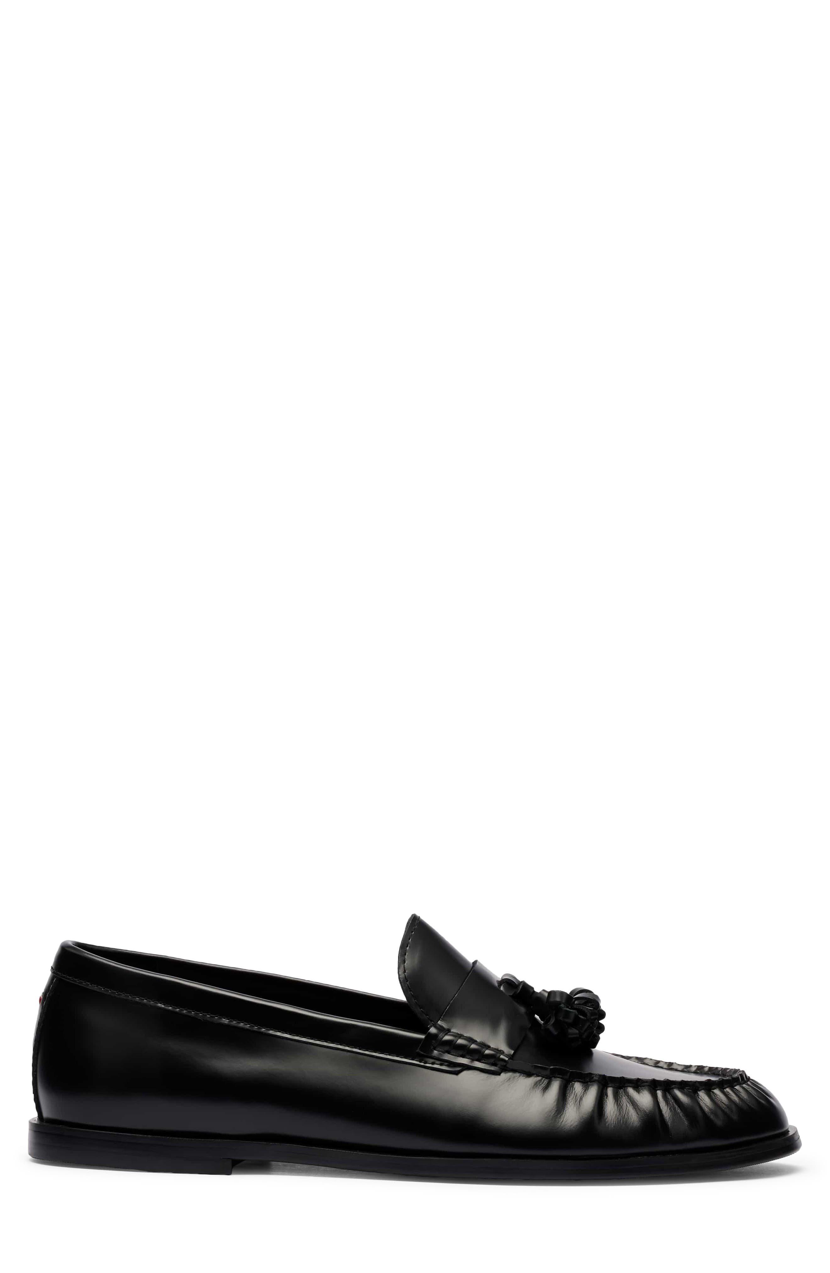 Morgan Leather Tassel Loafer, Alternate, color, BLACK
