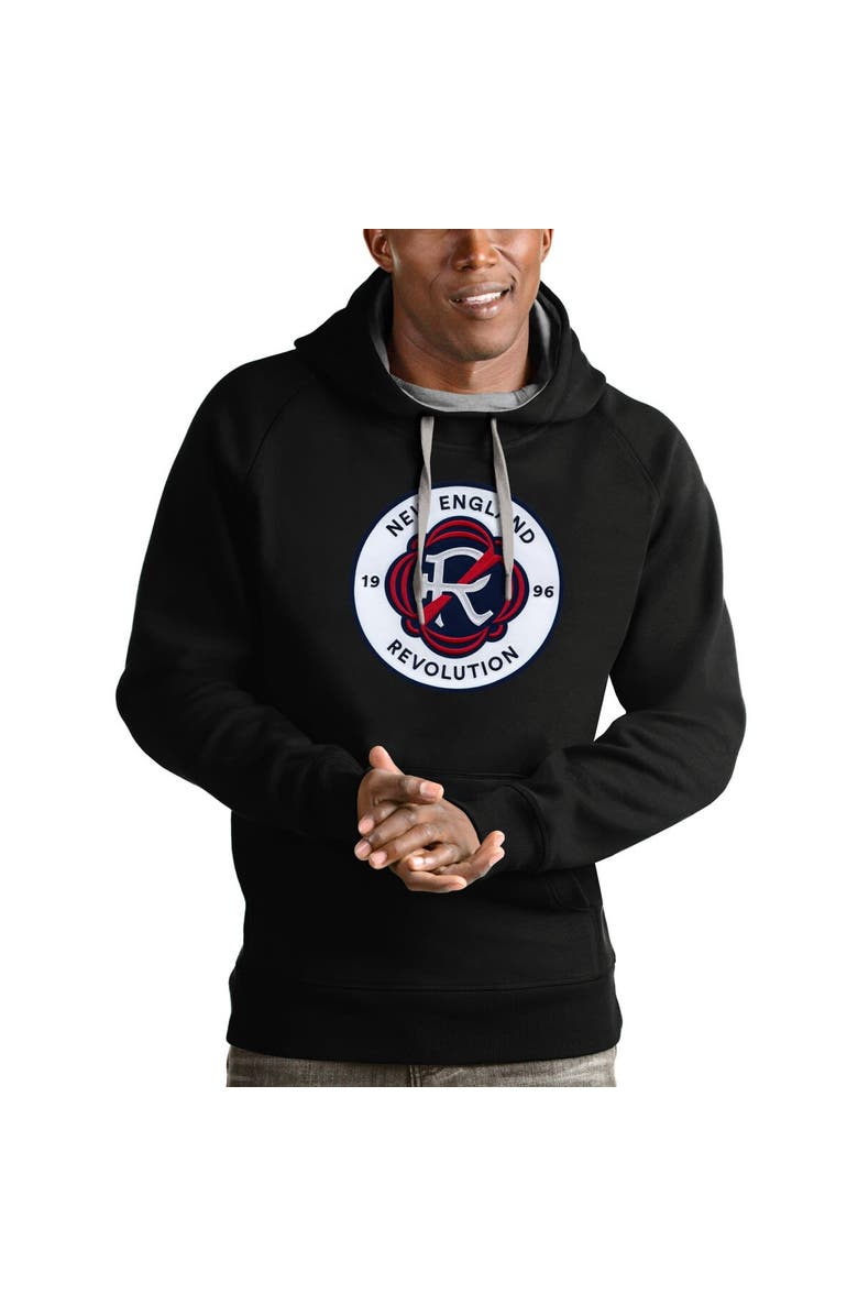 ANTIGUA Men's Antigua Black New England Revolution Victory Pullover Hoodie, Main, color, 