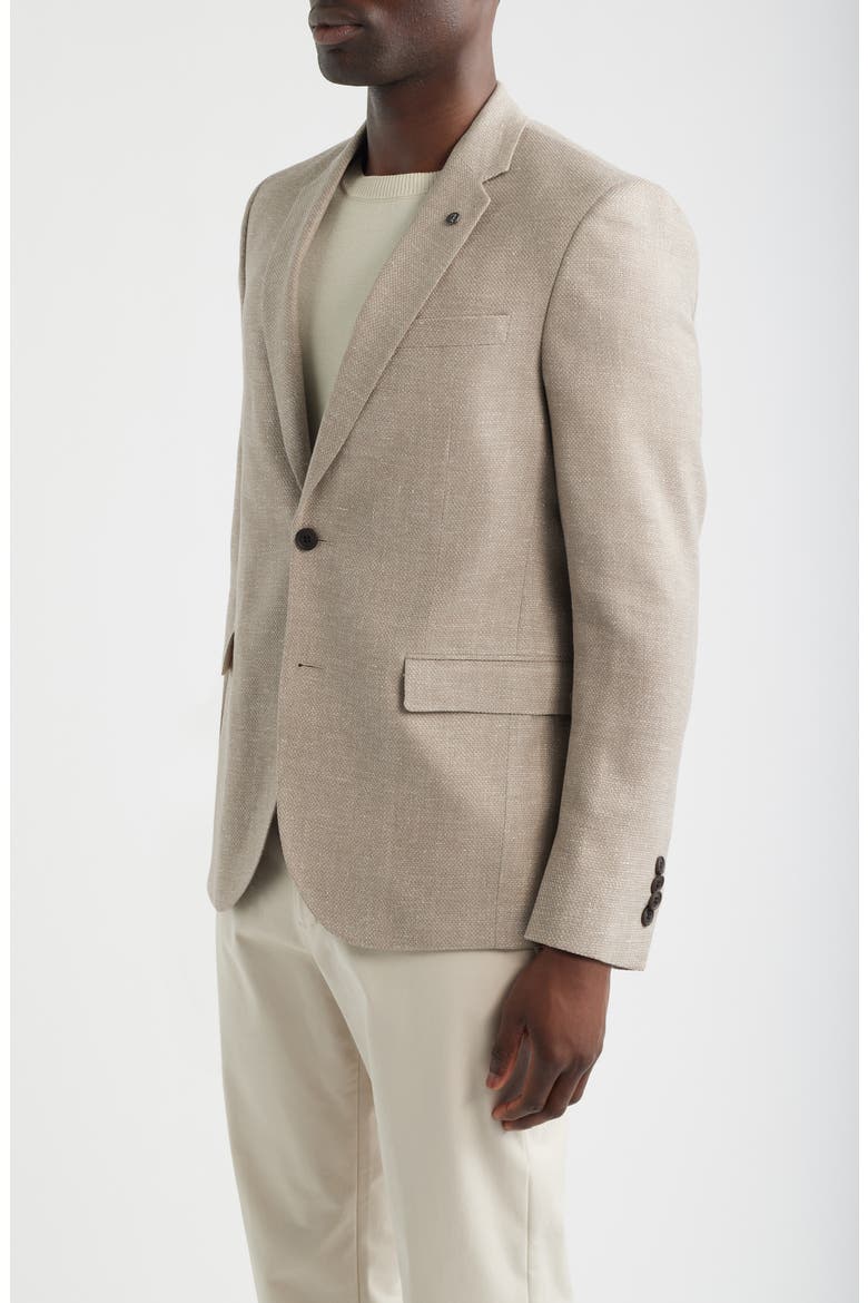 Ross Slim Fit Tan Mélange Textured Wool & Linen Sport Coat, Alternate, color, TAN