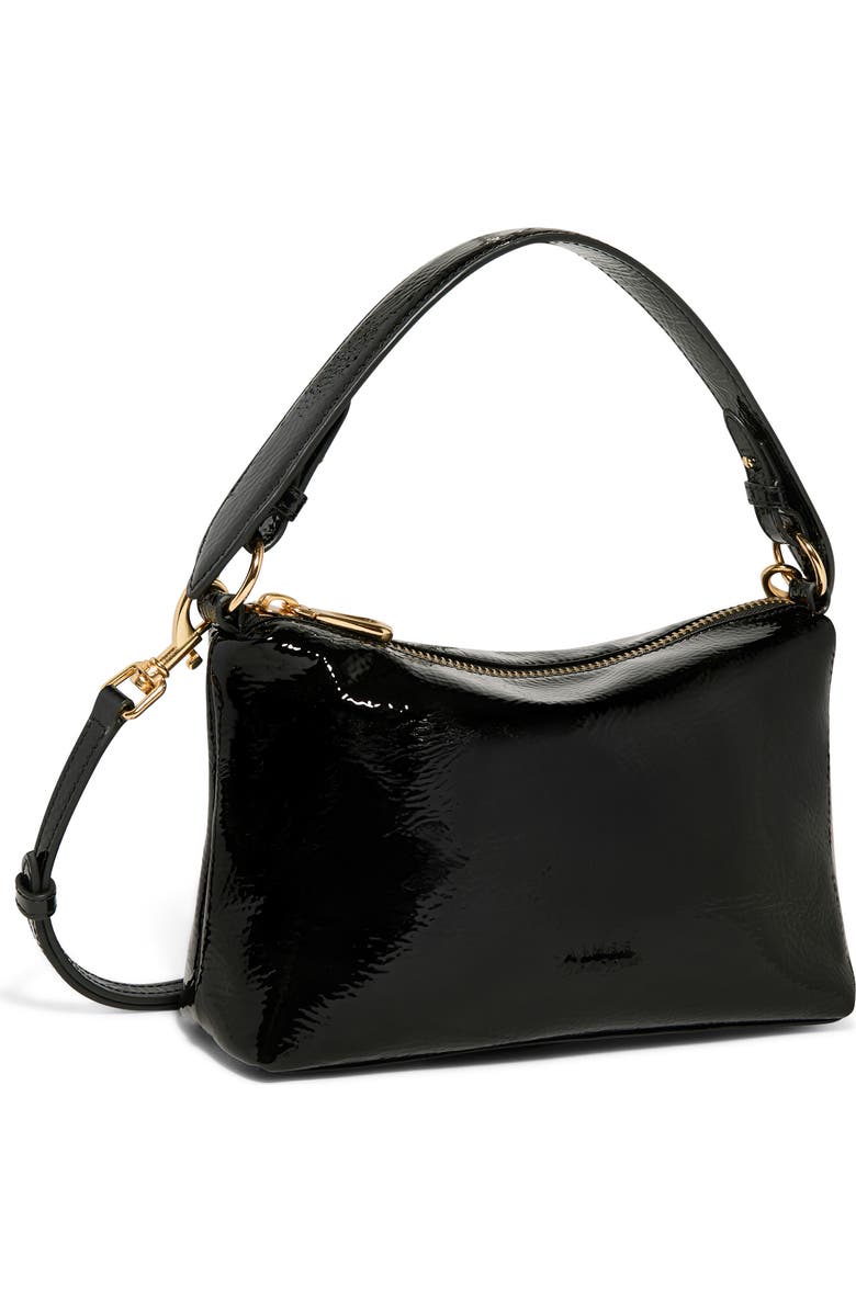AIMEE Ava Convertible Leather Shoulder Bag, Main, color, Black Crinkle Patent