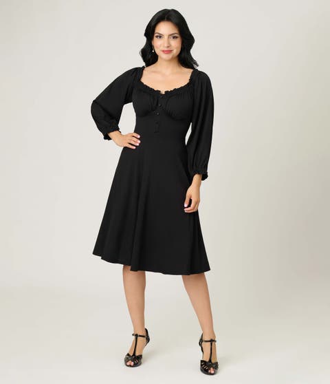 Peasant Sleeve Swing Dress