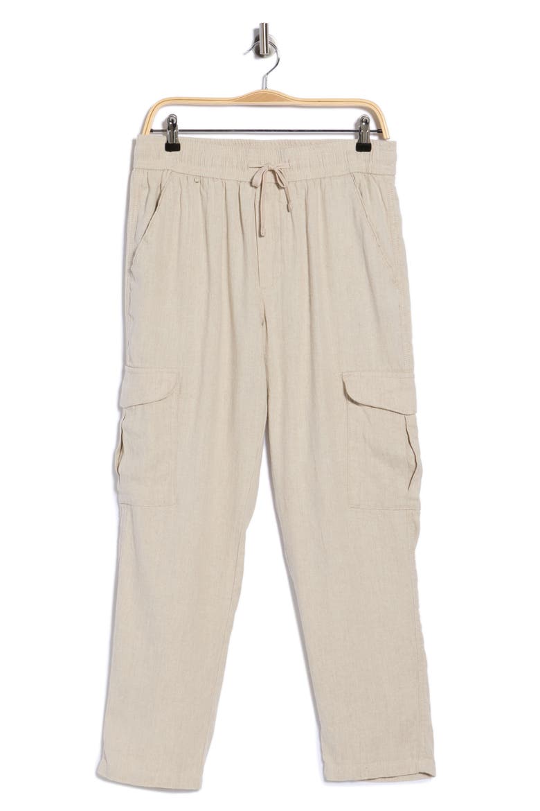 Linen & Cotton Cargo Pants, Alternate, color, SAND