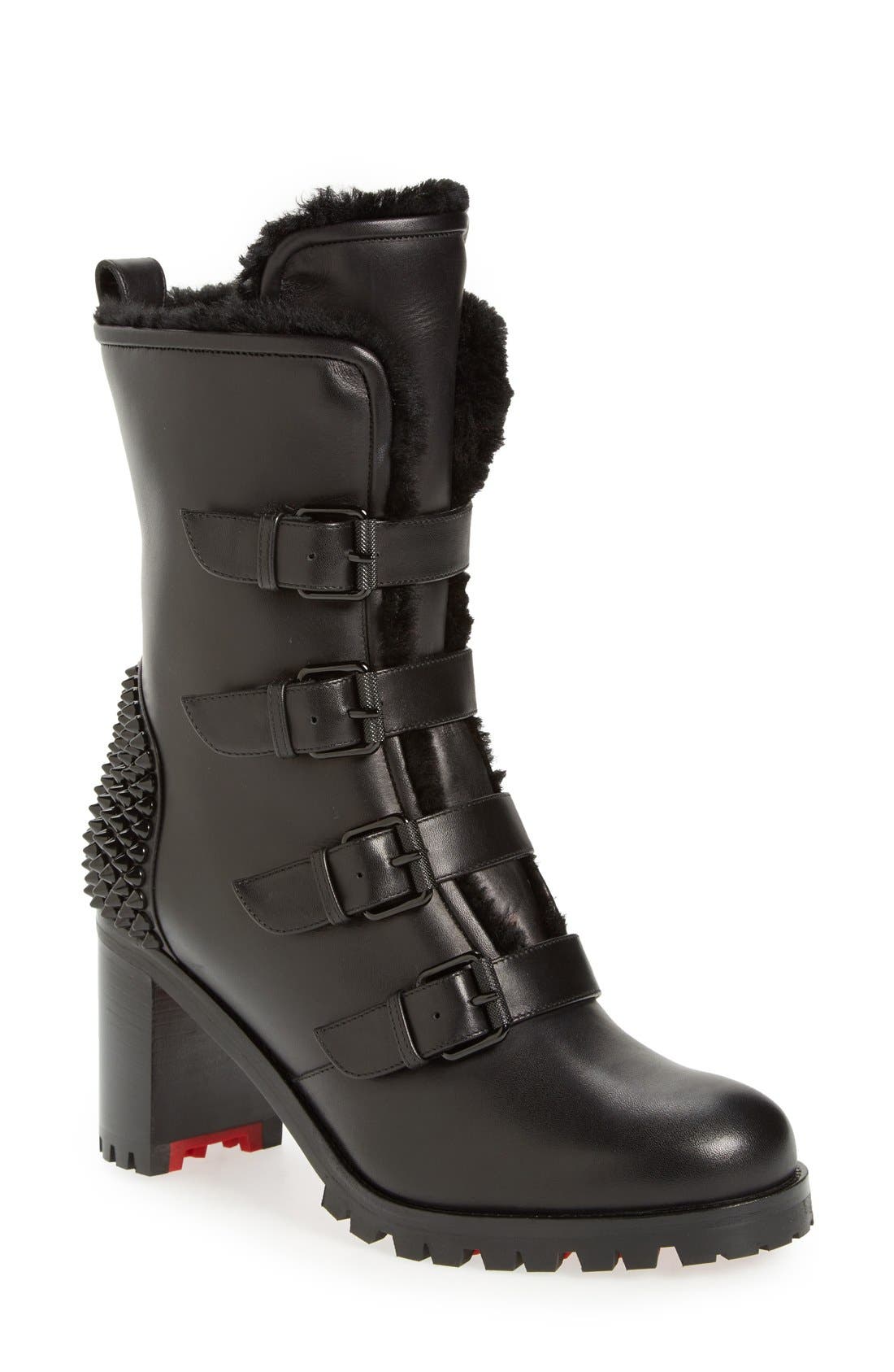 Christian Louboutin 'Glorymount' Studded Buckle Boot, Main, color, 
