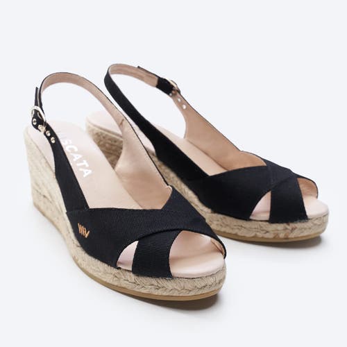 Viscata Llansa Canvas Espadrille Sandal Wedges In Black