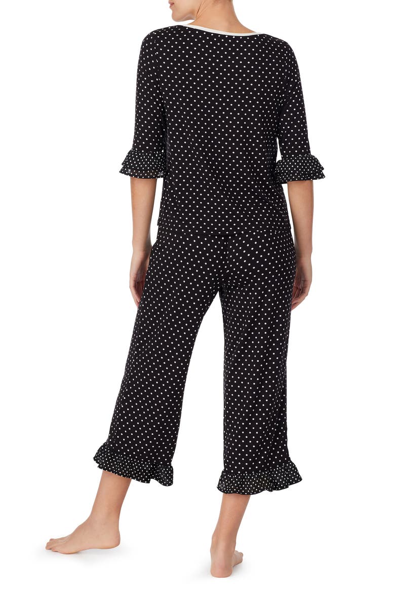 polka dot jersey crop pajamas, Alternate, color, BLACK IVORY DOT