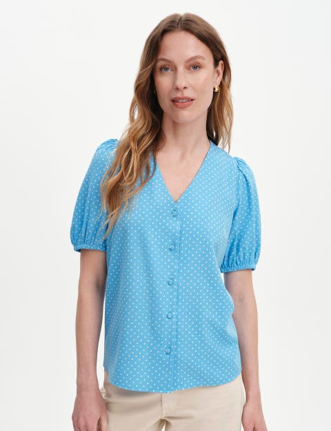 Fleur Short Sleeve Button Through Top