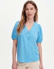 Finery London Fleur Short Sleeve Button Through Top
