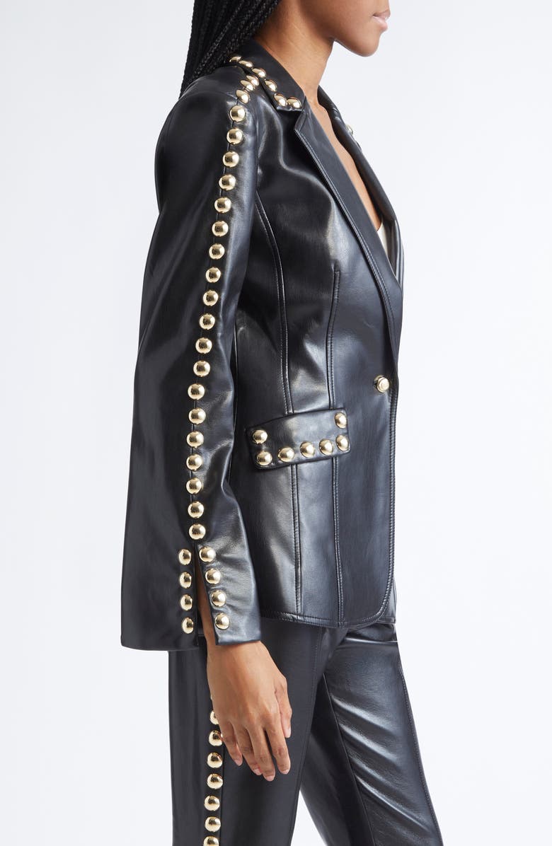 Cinq à Sept Milly Stud Detail Faux Leather Jacket, Alternate, color, Black/Gold