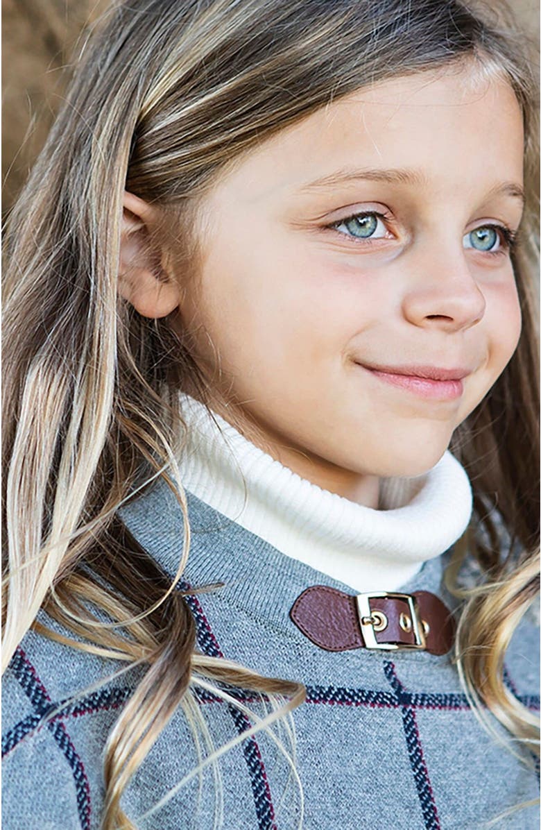 Hope 
Henry Girls
 Cable Sweater Cape, Kids, Alternate, color, Gray Plaid