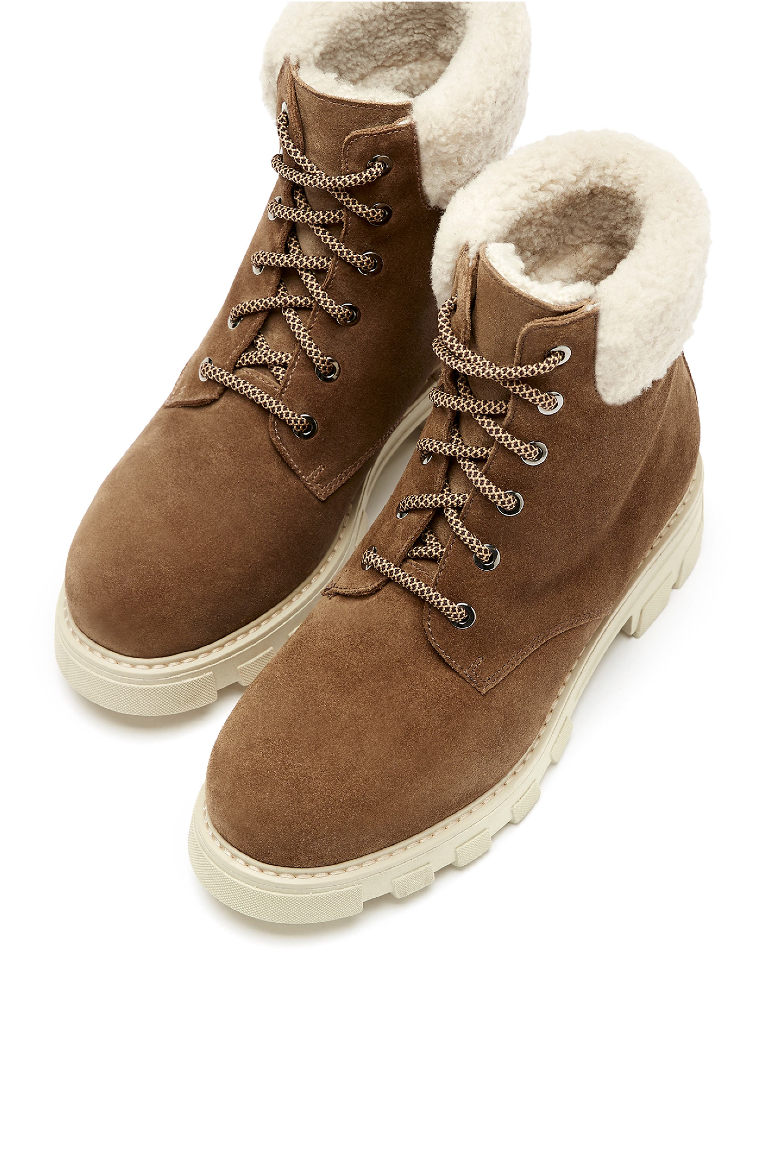 La Canadienne Andy Waterproof Genuine Shearling Winter Boot, Alternate, color, Walnut Suede