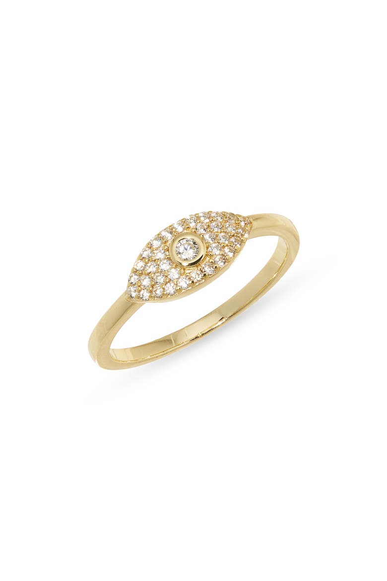 Pavé Cubic Zirconia Evil Eye Ring, Main, color, GOLD