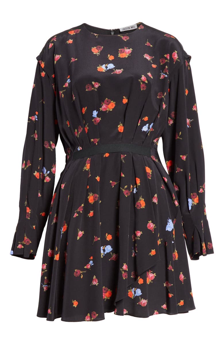 JASON WU GREY Jason Wu Floral Long Sleeve Silk Dress, Alternate, color, 