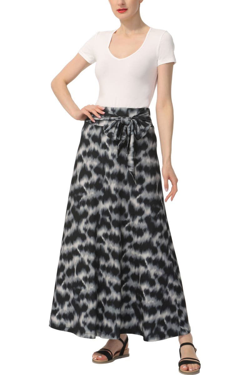 Kimi & Kai Women's Belted Maxi Skirt, Alternate, color, Black Gray