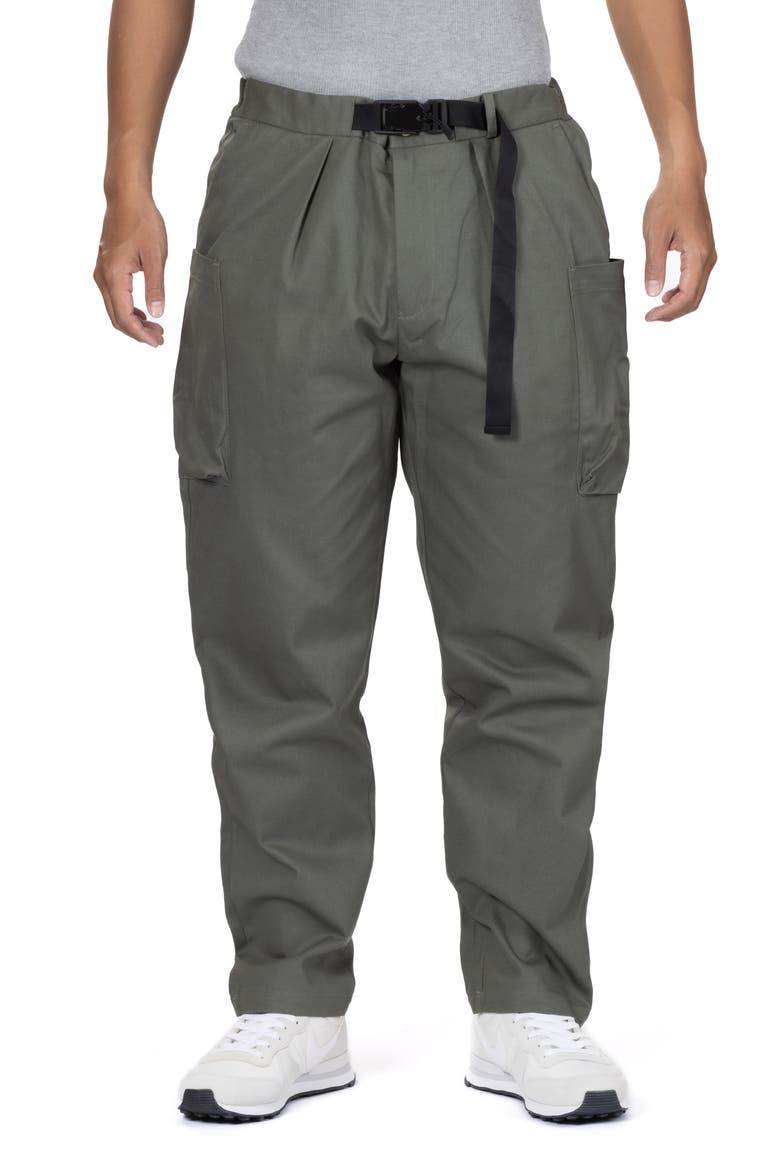 Belted Twill Cargo Pants, Main, color, MILITARY GREEN