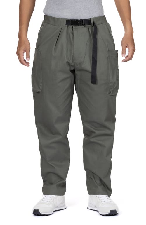 Vast Belted Twill Cargo Pants In Military Green