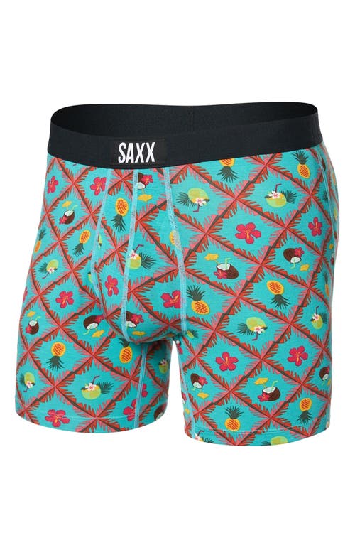 Saxx Ultra Super Soft Boxer Briefs In Pina Colada Plaid-aqua